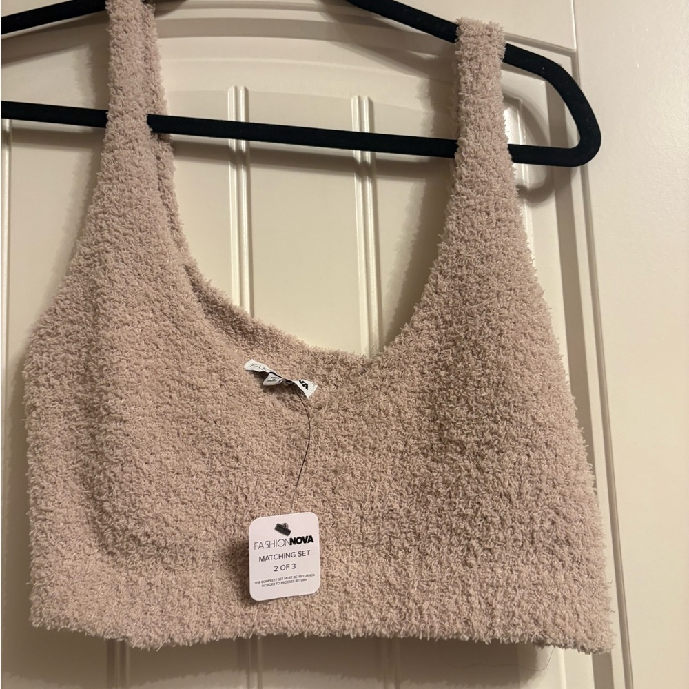 Fashion Nova Taupe Living it Up Cropped Top